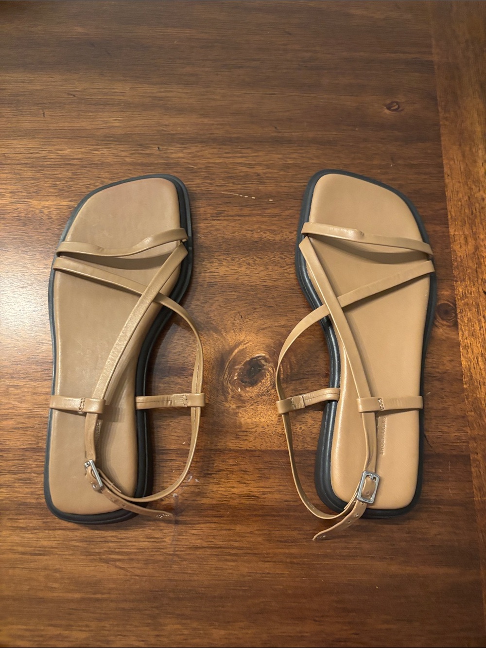 Vagabond Tan Strappy Square-Toe Sandals